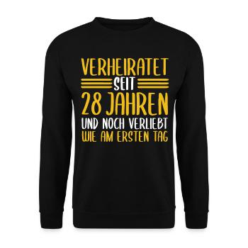 Ehe Nelkenhochzeit 28 Jahre Verheiratet Hochzeitst - Unisex Pullover - Schwarz - Vorne - Alina (178cm) & Michal (187cm)