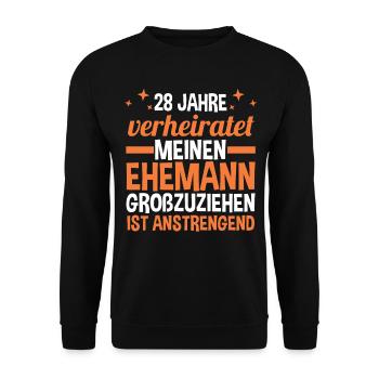 Ehe Nelkenhochzeit 28 Jahre Verheiratet Hochzeitst - Unisex Pullover - Schwarz - Vorne - Alina (178cm) & Michal (187cm)