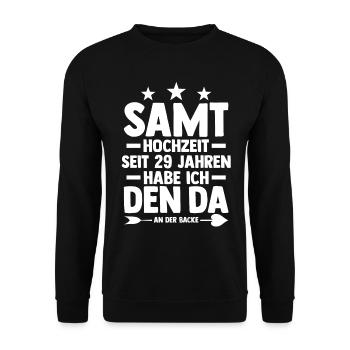 Ehe Samthochzeit 29 Jahre Verheiratet Hochzeitstag - Unisex Pullover - Schwarz - Vorne - Alina (178cm) & Michal (187cm)
