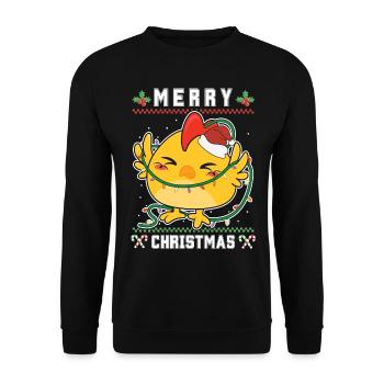 Merry Christmas Sweet Santa Chick - Ugly Christmas - Unisex Sweatshirt - black - Front - Alina (178cm) & Michal (187cm)
