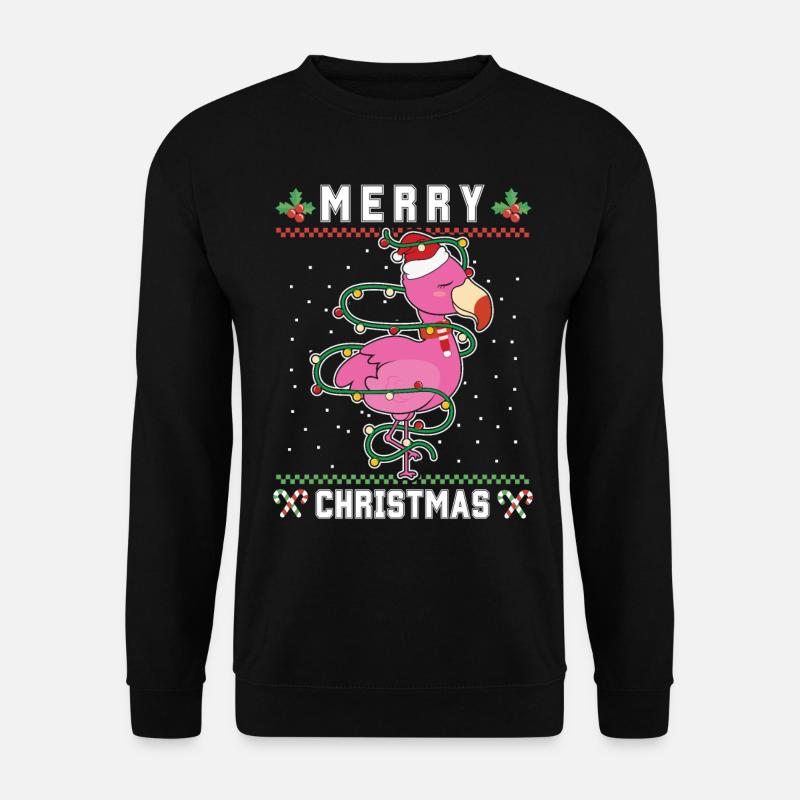 Merry Christmas Süß Santa Flamingo Ugly Christmas - Unisex Pullover - Schwarz