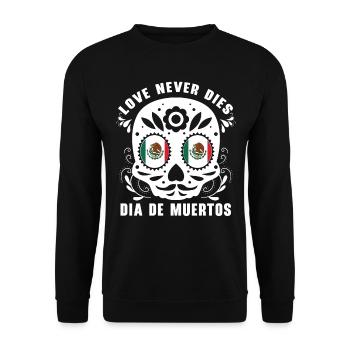 Love never dies dia de muertos Dia De Muertos - Unisex Pullover - Schwarz - Vorne - Alina (178cm) & Michal (187cm)