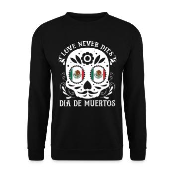 Love never dies dia de muertos Dia De Muertos - Unisex Pullover - Schwarz - Vorne - Alina (178cm) & Michal (187cm)
