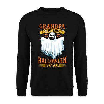 Halloween Grandpa Is My Name Halloween Is My Game - Unisex Pullover - Schwarz - Vorne - Alina (178cm) & Michal (187cm)