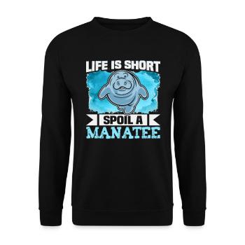 Cold Nose Warm Heart Manatee chubby manatee - Unisex Sweatshirt - black - Front - Alina (178cm) & Michal (187cm)