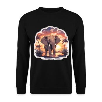 Éléphant Éléphant Pachyderme Animal Afrique Safari - Sweat-shirt Unisexe - noir - Devant - Alina (178cm) & Michal (187cm)