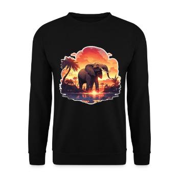 Éléphant, Éléphant, Pachyderme, Animal, Afrique, Safari - Sweat-shirt Unisexe - noir - Devant - Alina (178cm) & Michal (187cm)