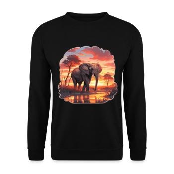 Éléphant, Éléphant, Pachyderme, Animal, Afrique, Safari - Sweat-shirt Unisexe - noir - Devant - Alina (178cm) & Michal (187cm)