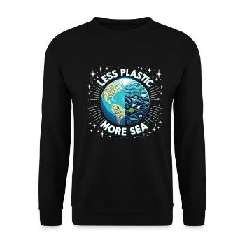 Less Plastic More Sea Environment Environmentalists - Unisex Sweatshirt - black - Front - Alina (178cm) & Michal (187cm)
