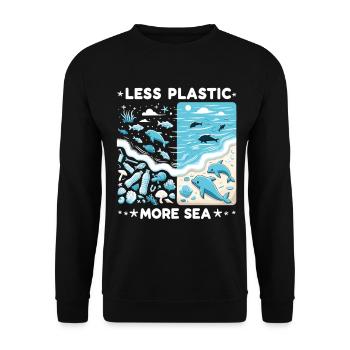 Less Plastic More Sea Environment Environmentalists - Unisex Sweatshirt - black - Front - Alina (178cm) & Michal (187cm)