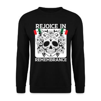 Rejoice in Remembrance Dia de Muertos - Unisex Sweatshirt - black - Front - Alina (178cm) & Michal (187cm)