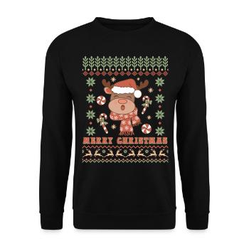 Merry Christmas - Santa Holidays Ugly Christmas - Unisex Sweatshirt - black - Front - Alina (178cm) & Michal (187cm)