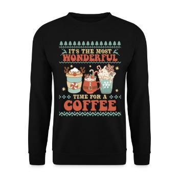 C’est l’heure d’un café - Noël moche pour les fêtes du Père Noël - Sweat-shirt Unisexe - noir - Devant - Alina (178cm) & Michal (187cm)