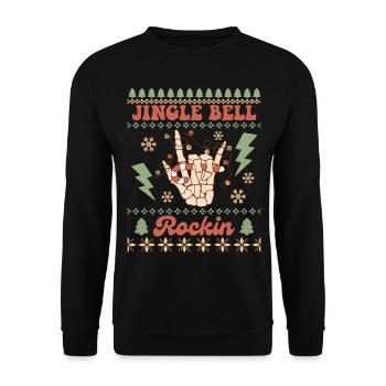 Jingle Bell Rockin - Santa Holidays Ugly Christmas - Unisex Pullover - Schwarz - Vorne - Alina (178cm) & Michal (187cm)