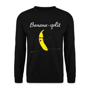 Banana-Split Banane Früchte Turnen Gymnastik - Unisex Pullover - Schwarz - Vorne - Alina (178cm) & Michal (187cm)