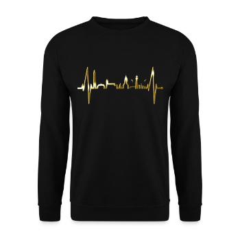 Sylt Skyline Nordsee Herzschlag Nordfriesen Sylter - Unisex Pullover - Schwarz - Vorne - Alina (178cm) & Michal (187cm)
