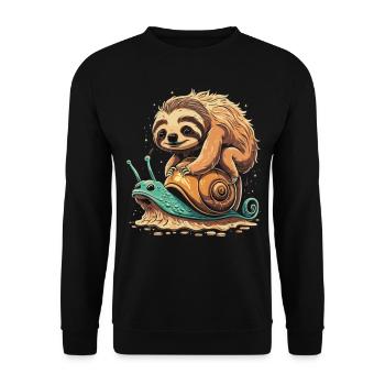 Sloth in the fast lane - Unisex Sweatshirt - black - Front - Alina (178cm) & Michal (187cm)