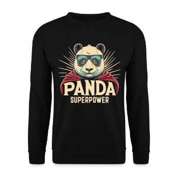 Superpower Panda - Unisex Pullover - Schwarz - Vorne - Alina (178cm) & Michal (187cm)