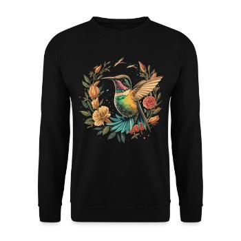 Colibri mignon en fleurs - Sweat-shirt Unisexe - noir - Devant - Alina (178cm) & Michal (187cm)