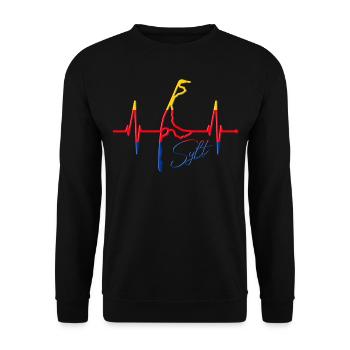 Sylt Skyline Nordsee Herzschlag Nordfriesen Sylter - Unisex Pullover - Schwarz - Vorne - Alina (178cm) & Michal (187cm)