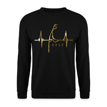 Sylt Skyline Nordsee Herzschlag Nordfriesen Sylter - Unisex Pullover - Schwarz - Vorne - Alina (178cm) & Michal (187cm)