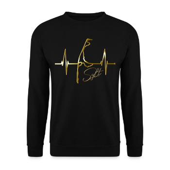 Sylt Skyline Nordsee Herzschlag Nordfriesen Sylter - Unisex Pullover - Schwarz - Vorne - Alina (178cm) & Michal (187cm)