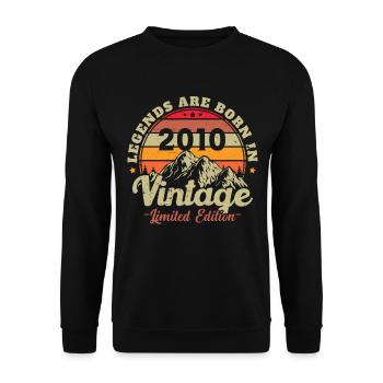 Cadeau D'anniversaire Vintage 2010 - Sweat-shirt Unisexe - noir - Devant - Alina (178cm) & Michal (187cm)