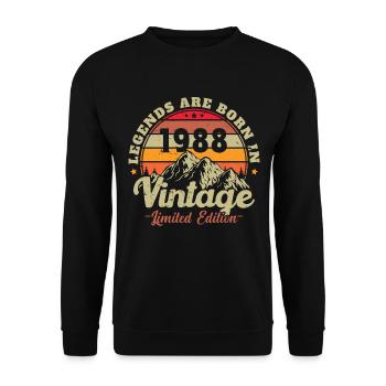 Vintage Nées En 1988 Cadeau D'anniversaire - Sweat-shirt Unisexe - noir - Devant - Alina (178cm) & Michal (187cm)