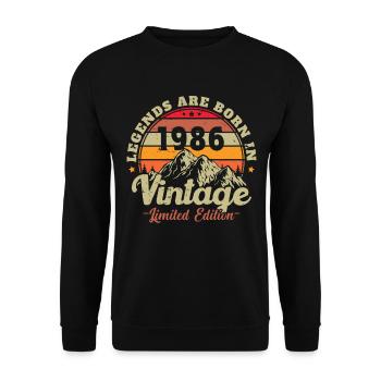 Jahrgang Geboren 1986 Geburtstagsgeschenk - Unisex Pullover - Schwarz - Vorne - Alina (178cm) & Michal (187cm)