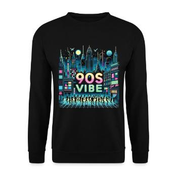 90s Vibe 90s 90s 90s 90s Party 90s Fashion - Unisex Sweatshirt - black - Front - Alina (178cm) & Michal (187cm)