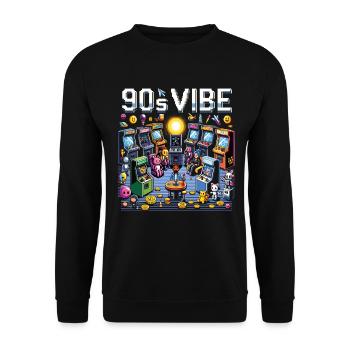 90s Vibe 90s 90s 90s 90s Party 90s Fashion - Unisex Sweatshirt - black - Front - Alina (178cm) & Michal (187cm)