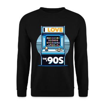 I Love The 90s - Unisex Pullover - Schwarz - Vorne - Alina (178cm) & Michal (187cm)