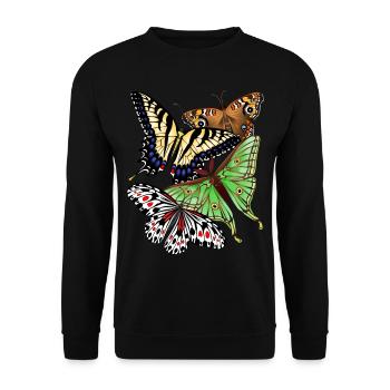 Schmetterlinge bunt - Unisex Pullover - Schwarz - Vorne - Alina (178cm) & Michal (187cm)