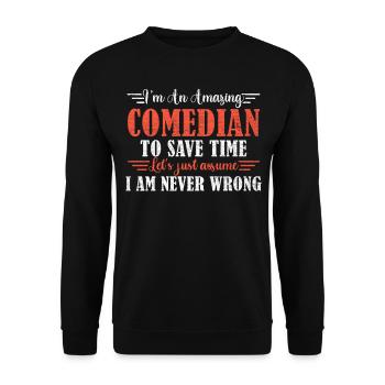 Awesome Comedian - Unisex Sweatshirt - black - Front - Alina (178cm) & Michal (187cm)