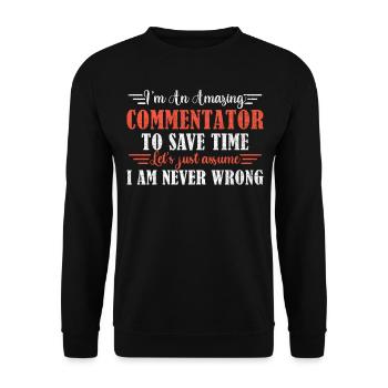Awesome Commentator - Unisex Sweatshirt - black - Front - Alina (178cm) & Michal (187cm)