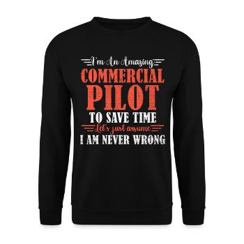 Awesome Commercial Pilot - Unisex Sweatshirt - black - Front - Alina (178cm) & Michal (187cm)