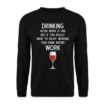 Boire après le travail, c’est bien - Sweat-shirt Unisexe - noir - Devant - Alina (178cm) & Michal (187cm)