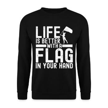 Drapeau agitant la fanfare garde de couleur - Sweat-shirt Unisexe - noir - Devant - Alina (178cm) & Michal (187cm)