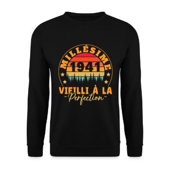 Millésime 1941, Cadeau D'anniversaire Vintage 1941 - Sweat-shirt Unisexe - noir - Devant - Alina (178cm) & Michal (187cm)