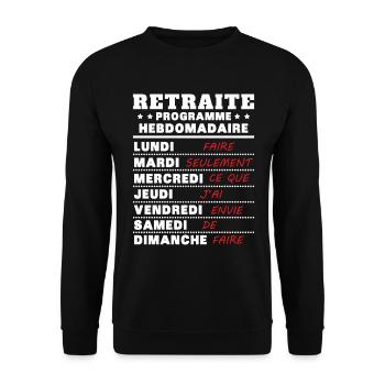 Retraite programme hebdomad retraite rigolo - Sweat-shirt Unisexe - noir - Devant - Alina (178cm) & Michal (187cm)