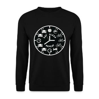 Eat Sleep Rennrad Repeat Fahrrad fahren - Unisex Pullover - Schwarz - Vorne - Alina (178cm) & Michal (187cm)