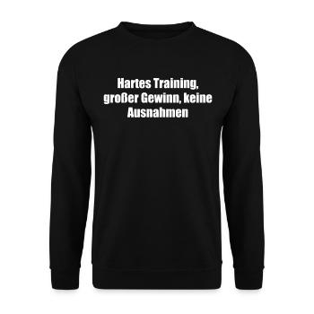 Fitness - Hartes Training, großer Gewinn, keine - Unisex Pullover - Schwarz - Vorne - Alina (178cm) & Michal (187cm)