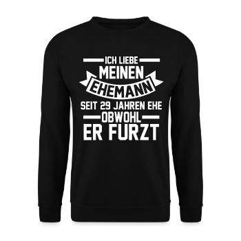 Ehe Samthochzeit 29 Jahre Verheiratet Hochzeitstag - Unisex Pullover - Schwarz - Vorne - Alina (178cm) & Michal (187cm)