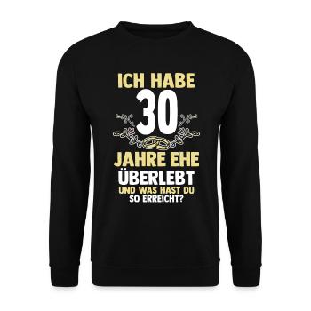 Ehe Perlenhochzeit 30 Jahre Verheiratet Hochzeitst - Unisex Pullover - Schwarz - Vorne - Alina (178cm) & Michal (187cm)