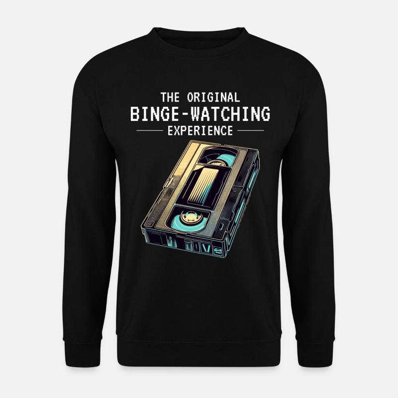 Retro VHS Kassette Nostalgisches 80er Jahre Binge-Watching - Unisex Pullover - Schwarz