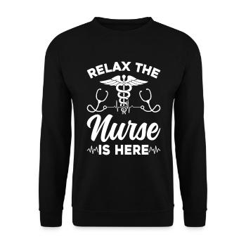Relax The Nurse Is Here - Registered Nurse Hospita - Unisex Sweatshirt - black - Front - Alina (178cm) & Michal (187cm)