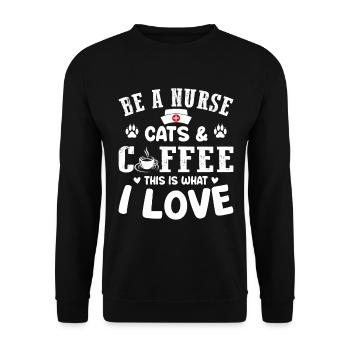 Nurse Nursing - Be A Nurse Cats & Coffee This Is W - Unisex Sweatshirt - black - Front - Alina (178cm) & Michal (187cm)