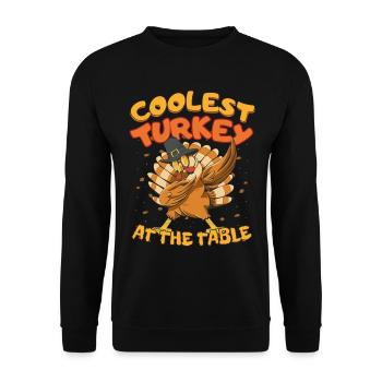 Thanksgiving for Kids Coolest Turkey at the Table - Unisex Pullover - Schwarz - Vorne - Alina (178cm) & Michal (187cm)