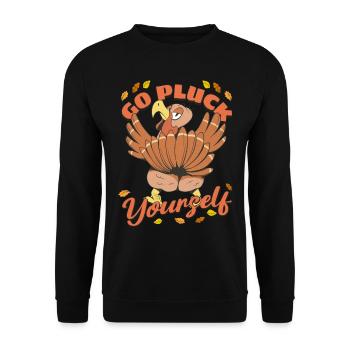 Drôle de dinde Allez vous plumer Hunter Thanksgiving - Sweat-shirt Unisexe - noir - Devant - Alina (178cm) & Michal (187cm)