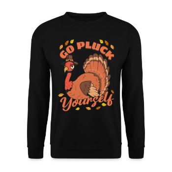 Drôle de dinde Allez vous plumer Hunter Thanksgiving - Sweat-shirt Unisexe - noir - Devant - Alina (178cm) & Michal (187cm)